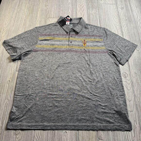 Arizona State Sun Devils Performance Polo Men’s XXL Gray Logo Stretch New - Picture 2 of 11